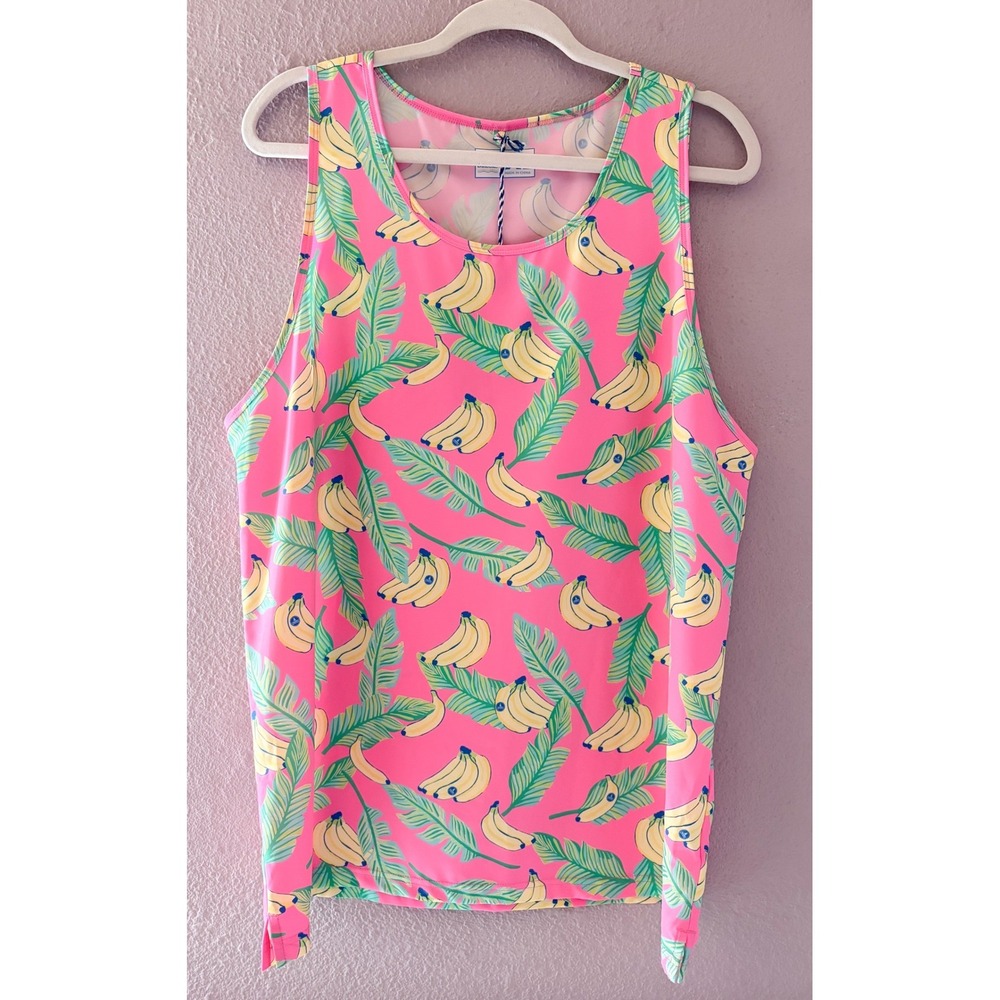 Chubbies Mens XL Pink Banana Leaf Print Tank Top NWT